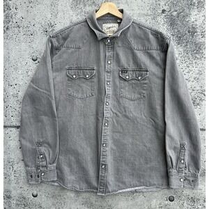 Howler Brothers Dust Up Denim Jovi Gray Pearl Snap Button Western Size XL